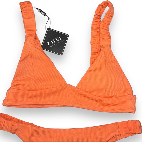 NEW Zaful Orange Triangle Bikini Set Womens 2 Piece Swimsuit Bathing Suit Size M - Picture 7 of 11